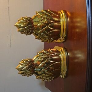 Solid Brass Pineapple Bookends 6.5 x 4 inches